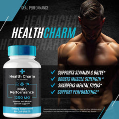Daily routine with Health Charm for Men and a glass of water.