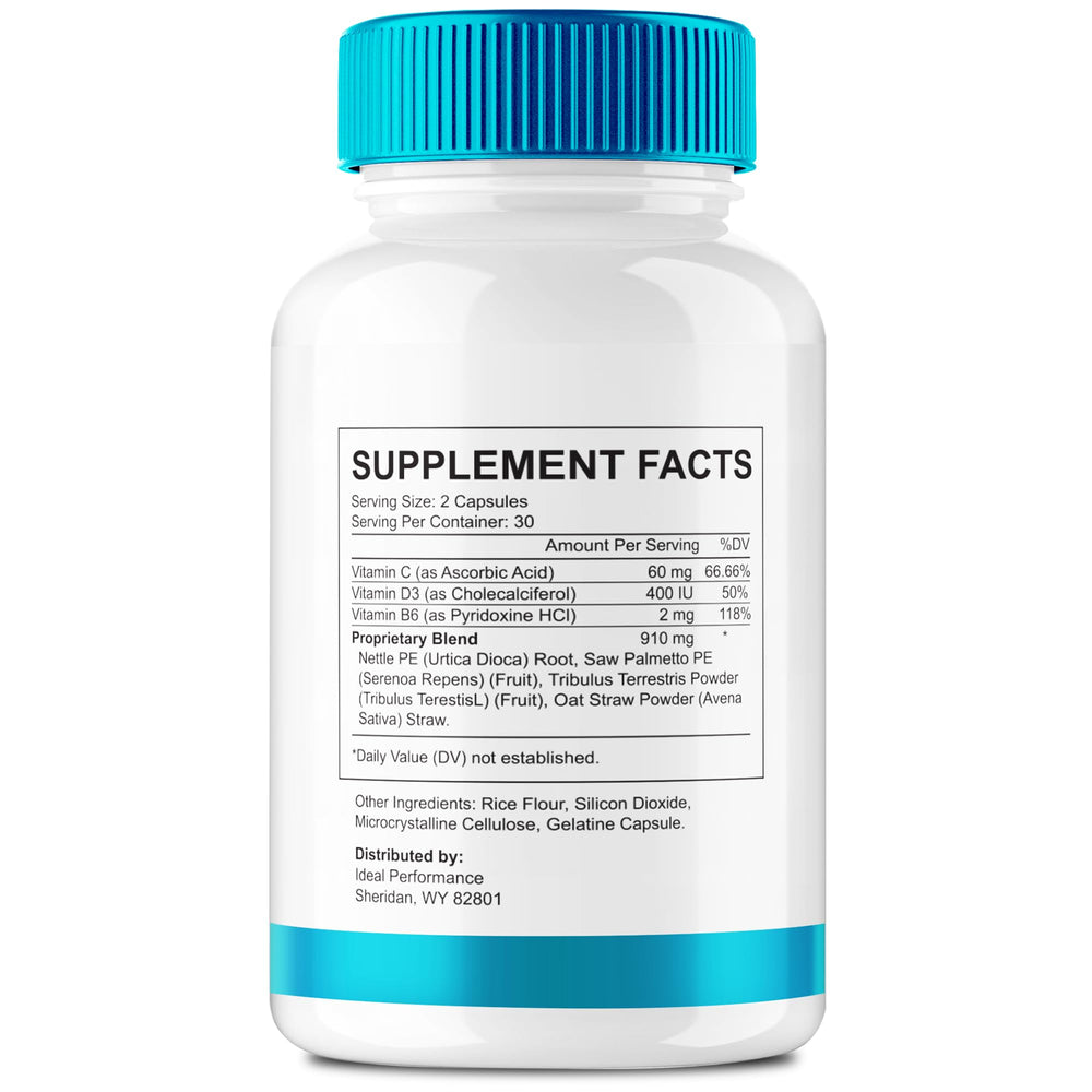 IDEAL PERFORMANCE Healthy Flow Total Support capsules close-up highlighting the natural formula.