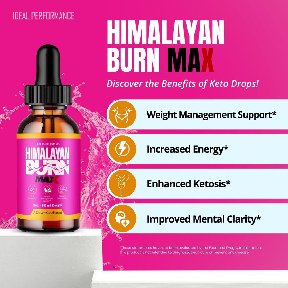 IDEAL PERFORMANCE Himalayan Burn Drops Max liquid-clarity with clear liquid in dropper