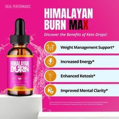IDEAL PERFORMANCE Himalayan Burn Drops Max liquid-clarity with clear liquid in dropper