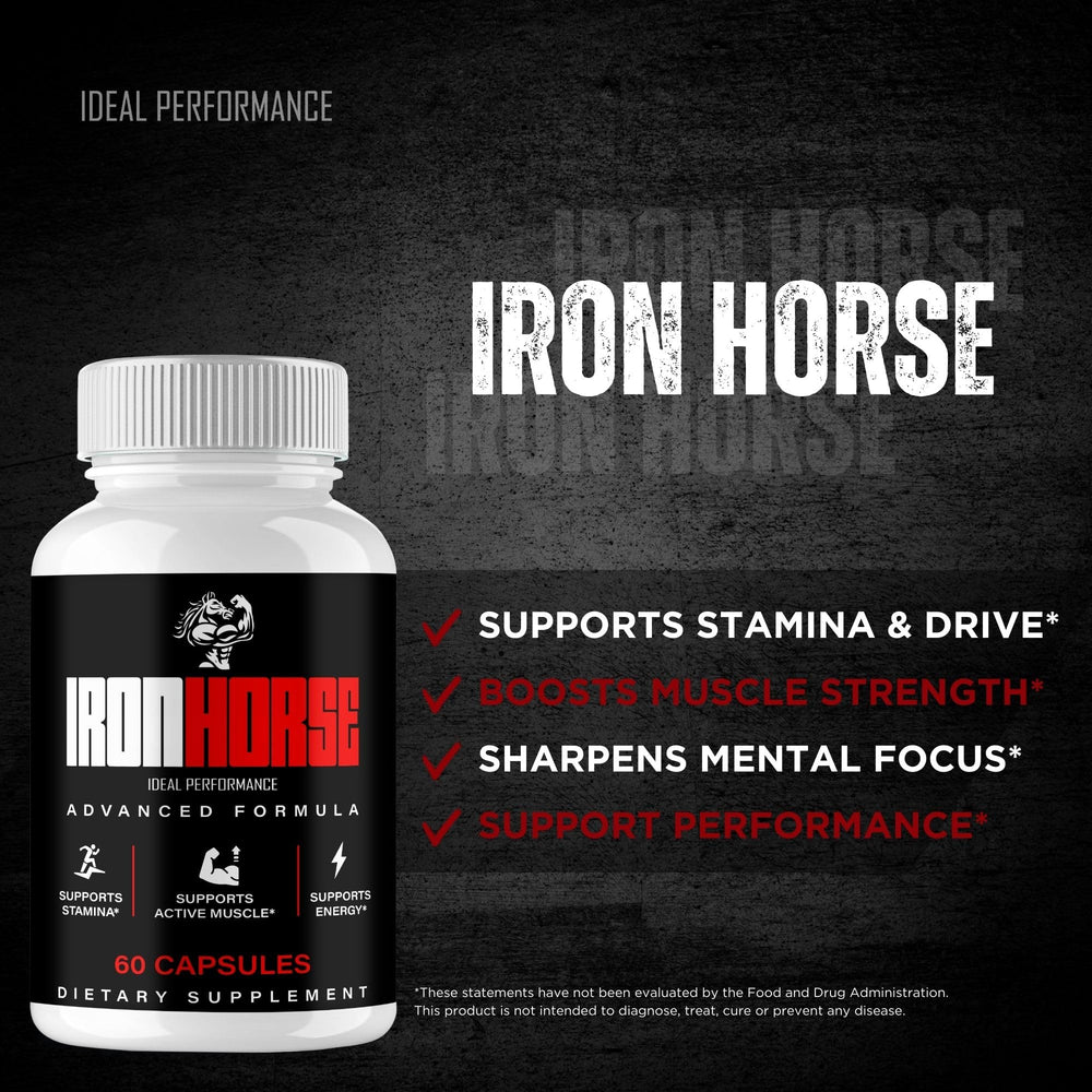 IDEAL PERFORMANCE Iron Horse capsules on kitchen counter suggest an easy daily ritual