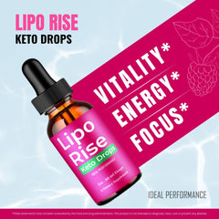 IDEAL PERFORMANCE Lipo Rise Drops pour into a small glass for quick intake