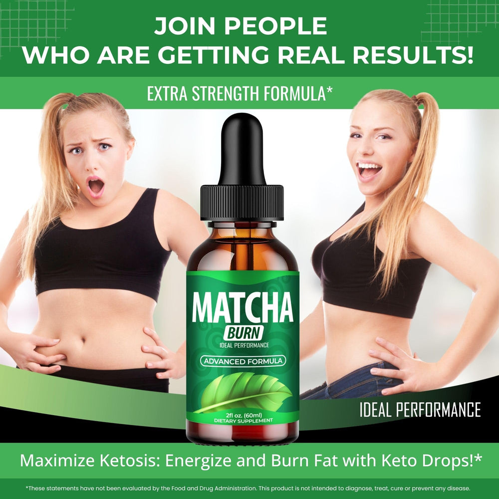IDEAL PERFORMANCE Matcha Burn Drops packaging—keto-friendly choice for active lifestyles.