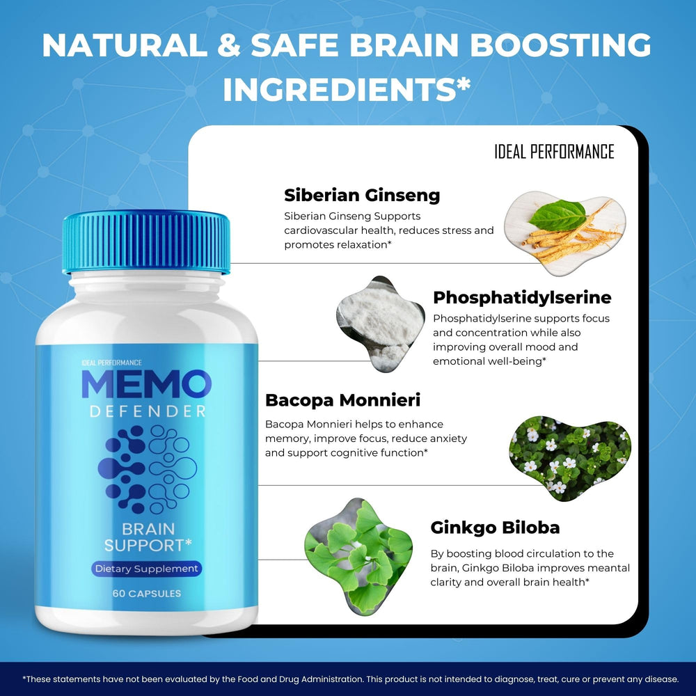 Memo Defender pills on notebook suggesting study sessions and focus