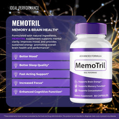 MemoTril packaging box emphasizing advanced nootropic blend for study sessions.