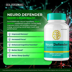 IDEAL PERFORMANCE Neuro Defender all natural ingredients highlighted on the label for brain health