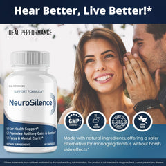 IDEAL PERFORMANCE Neurosilence daily-use routine integration for potential tinnitus relief.