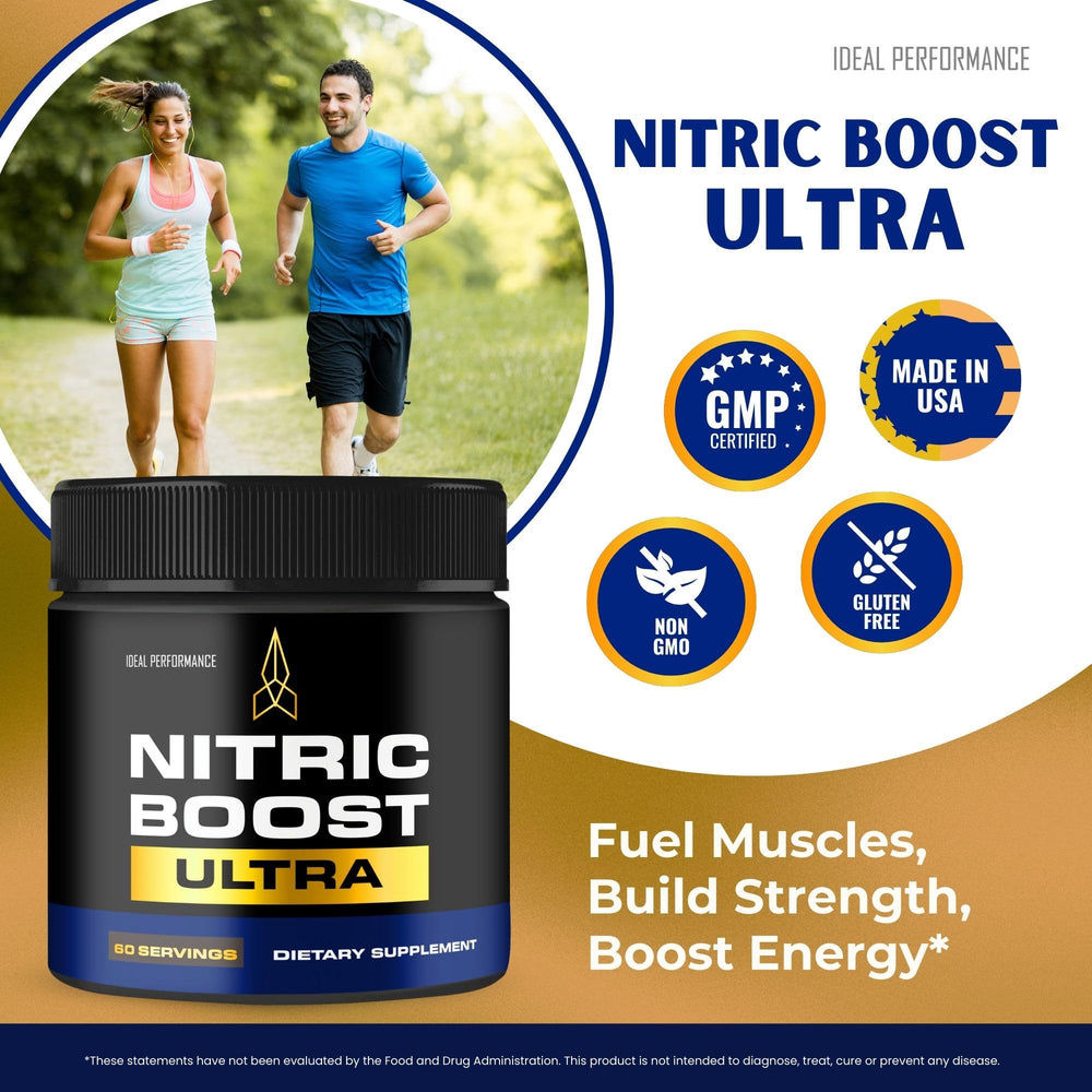 IDEAL PERFORMANCE Nitric Boost Ultra BCAA-boosted formula ingredient list for recovery-friendly mixing