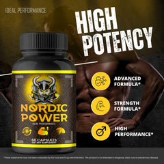 IDEAL PERFORMANCE Nordic Power Pills packaging box featuring bold branding.
