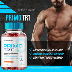 IDEAL PERFORMANCE Primo TRT Gummies ingredient list highlights natural botanicals.