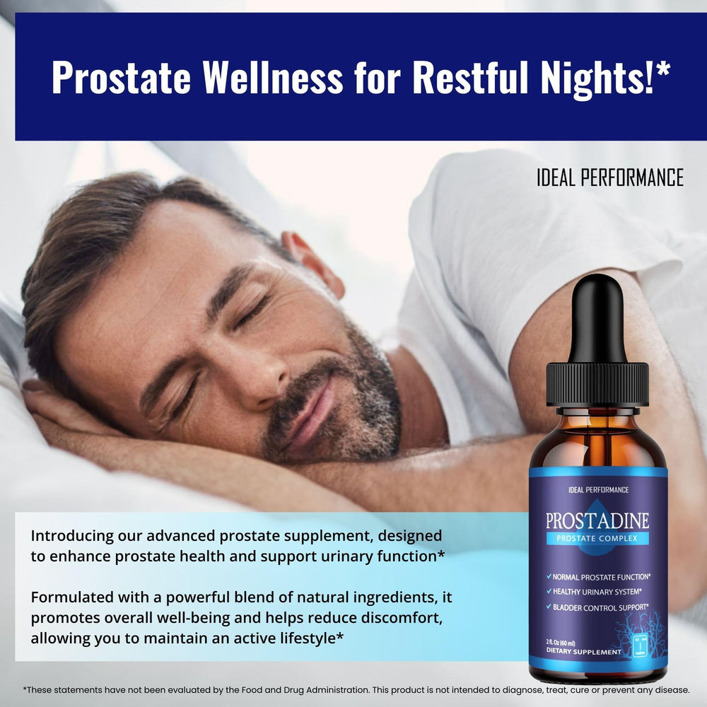 IDEAL PERFORMANCE Prostadine Drops bottle tilt view for stability.