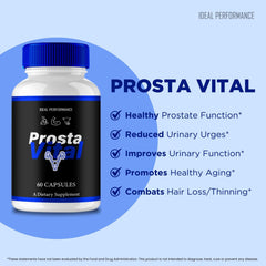 IDEAL PERFORMANCE ProstaVital packaging close-up showing all-natural branding.