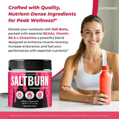 Front and back label of SaltBurn Powder with usage notes for daily use.