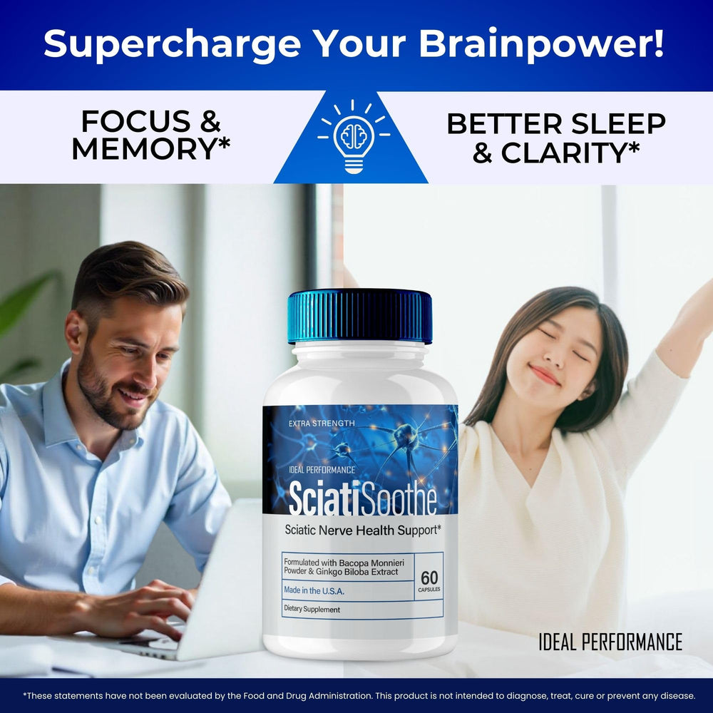 IDEAL PERFORMANCE SciatiSoothe daily routine setup with bottle beside water