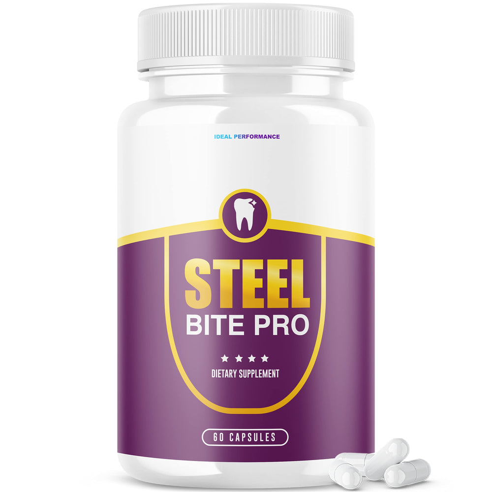 IDEAL PERFORMANCE Steel Bite Pro bottle for daily dental support and fresh breath.