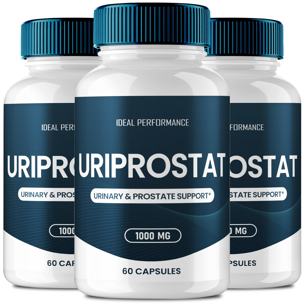 IDEAL PERFORMANCE Uriprostat bottle front with natural capsules for daily wellness.