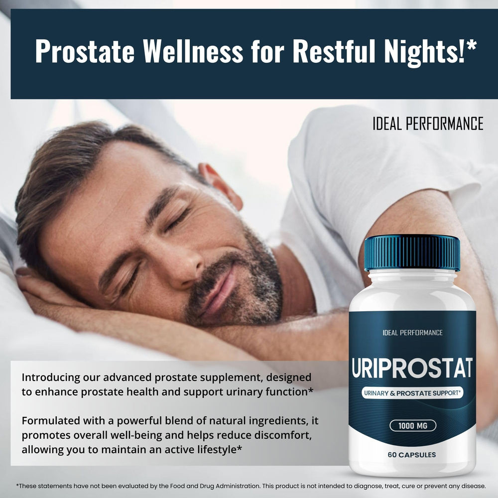 IDEAL PERFORMANCE Uriprostat on shelf displaying convenient daily wellness option.