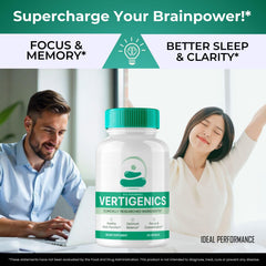 IDEAL PERFORMANCE Vertigenics on a clean shelf suggesting reliable daytime focus.