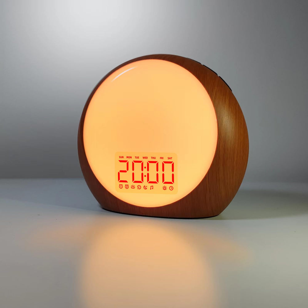 IdealSleep Wake Up Light front view highlighting sunrise feature for gentle mornings.