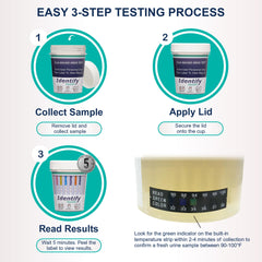 Identify Health drug test cup featuring tamper-evident seal for reliability