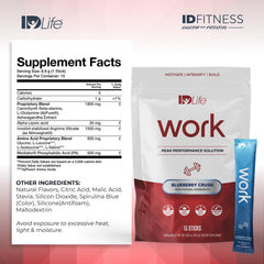IDLife Blueberry Crush Work-15 Sticks open pack ready for quick boost