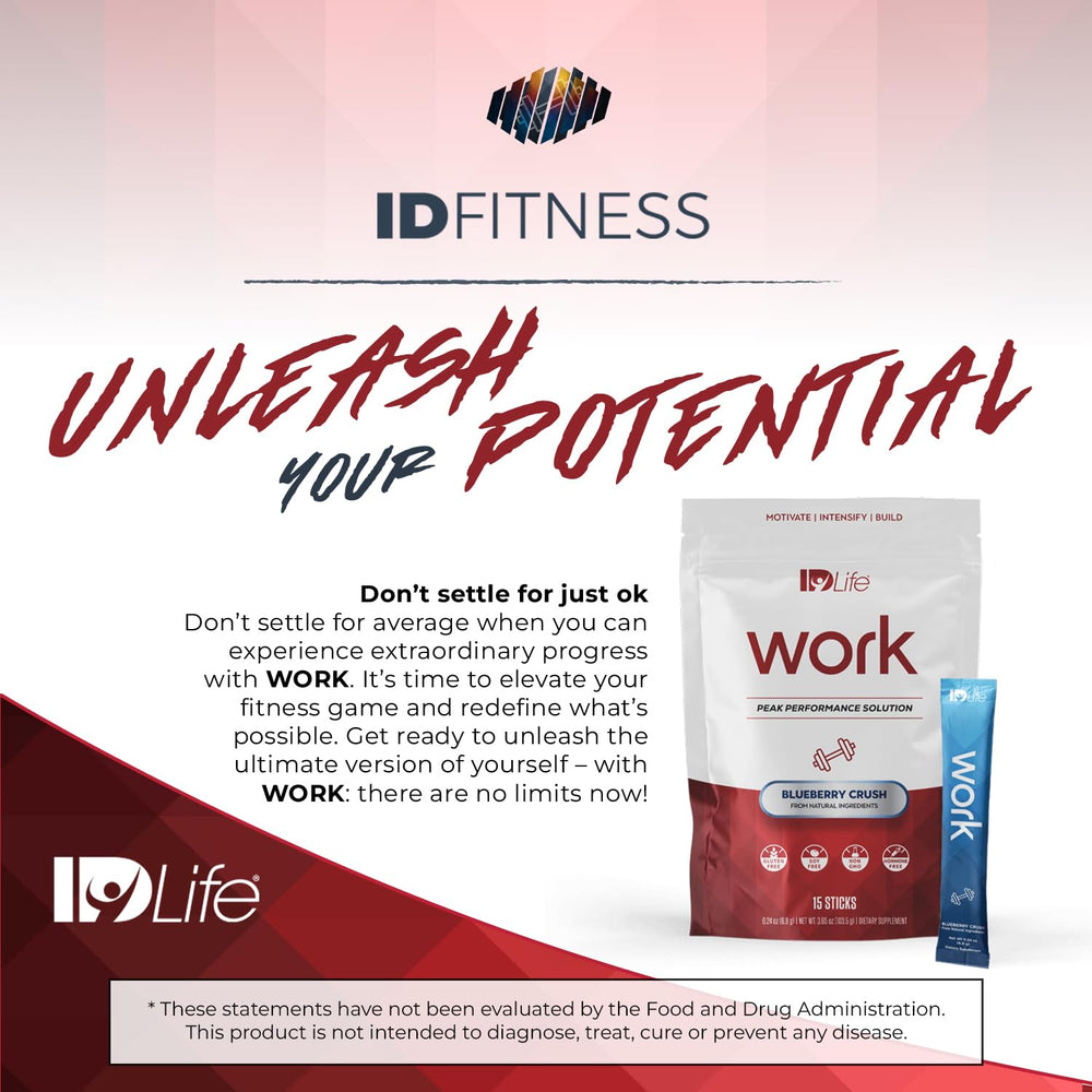 IDLife Blueberry Crush Work-15 Sticks in use during study or workout