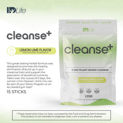 IDLife Cleanse+ in a glass with ice shows an easy mix-and-enjoy routine.