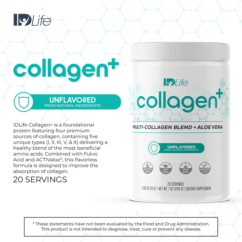 IDLife Collagen+ scoop measuring powder for easy daily skin and joints use.
