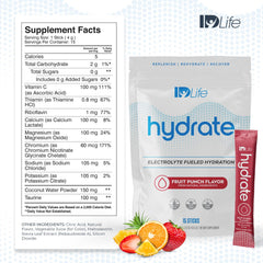 A glass of IDLife Fruit Punch Hydrate ready to replenish electrolytes after training.