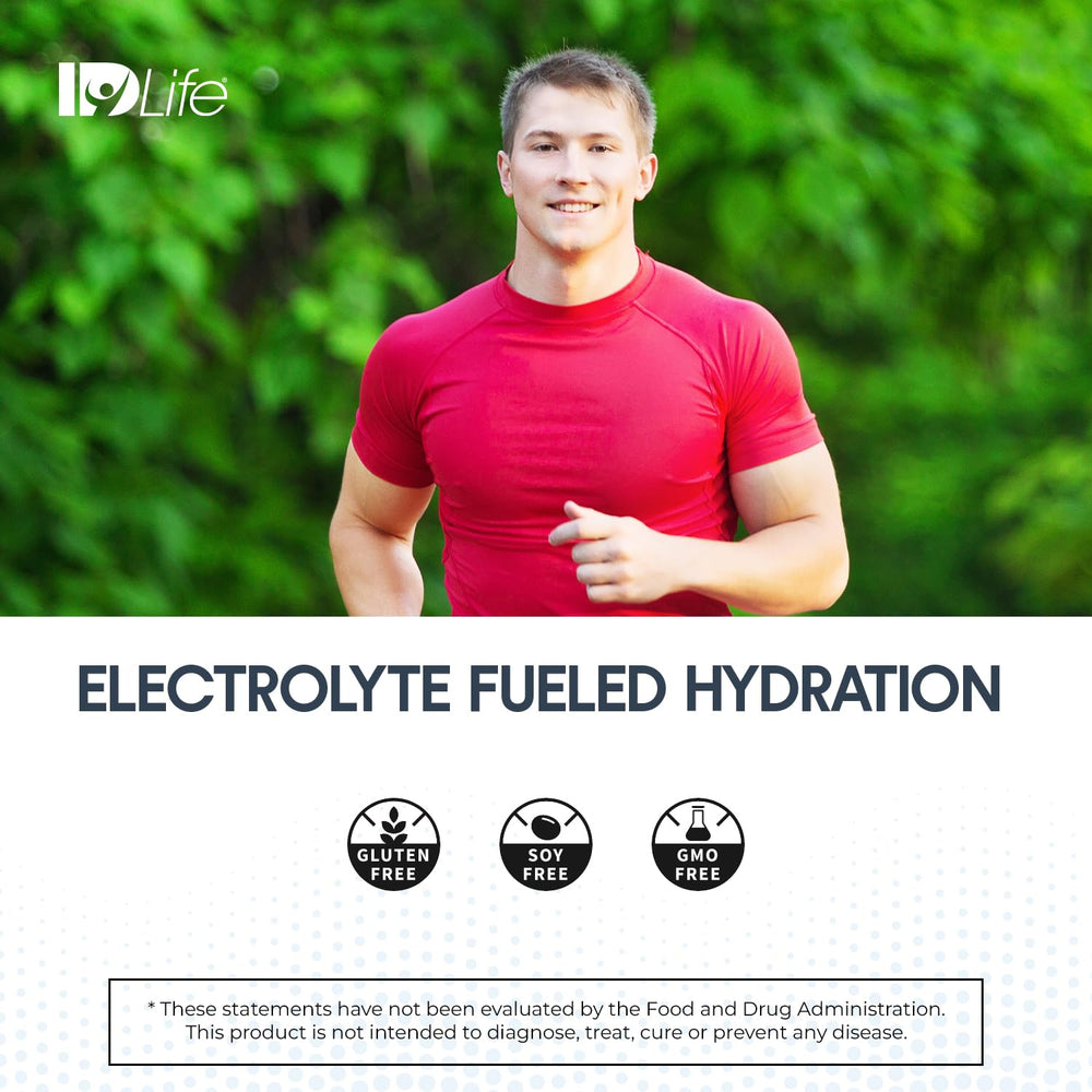 Pouring IDLife Fruit Punch Hydrate into water for quick, tasty refreshment.