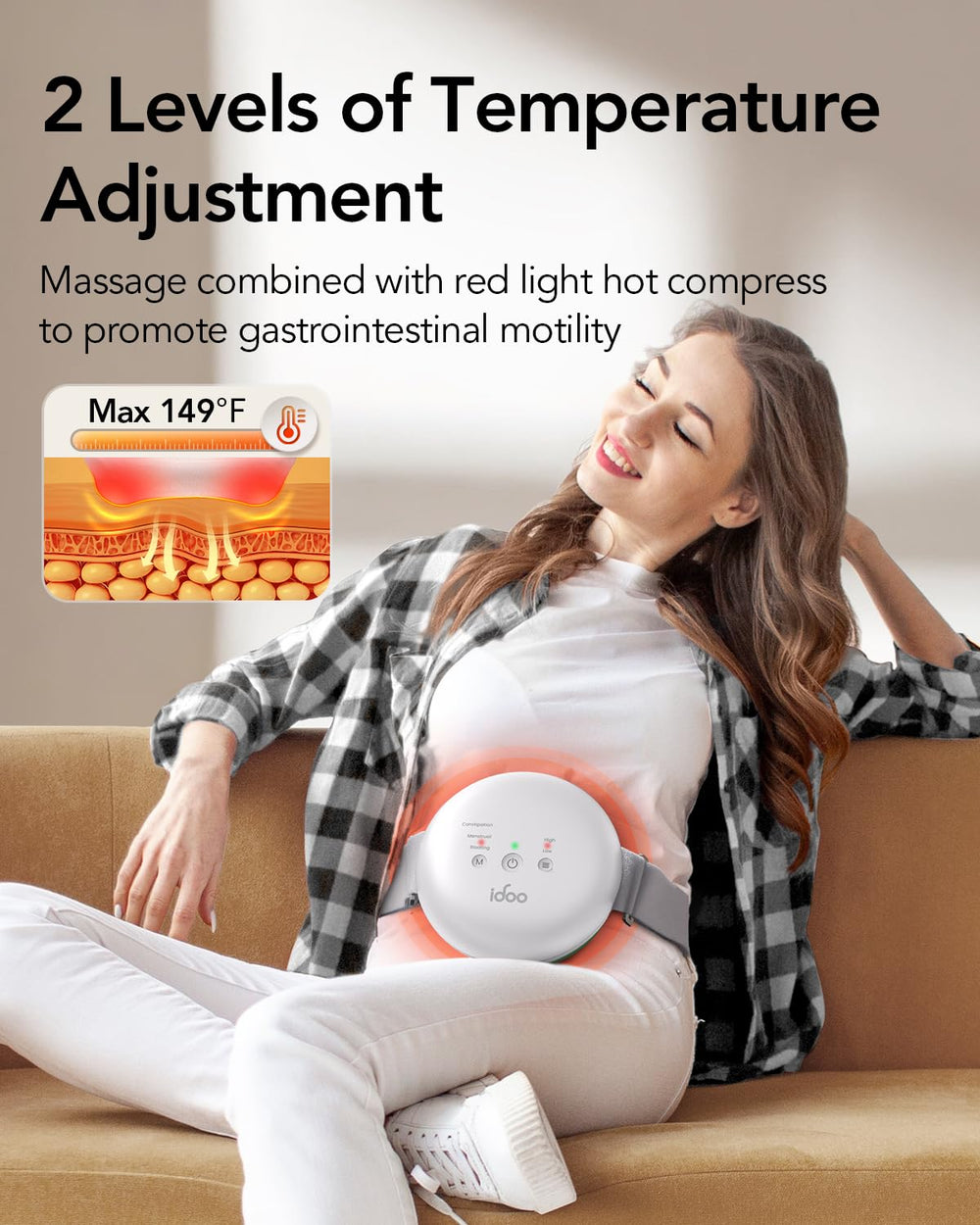 Idoo three modes and two heating levels for customizable sessions.