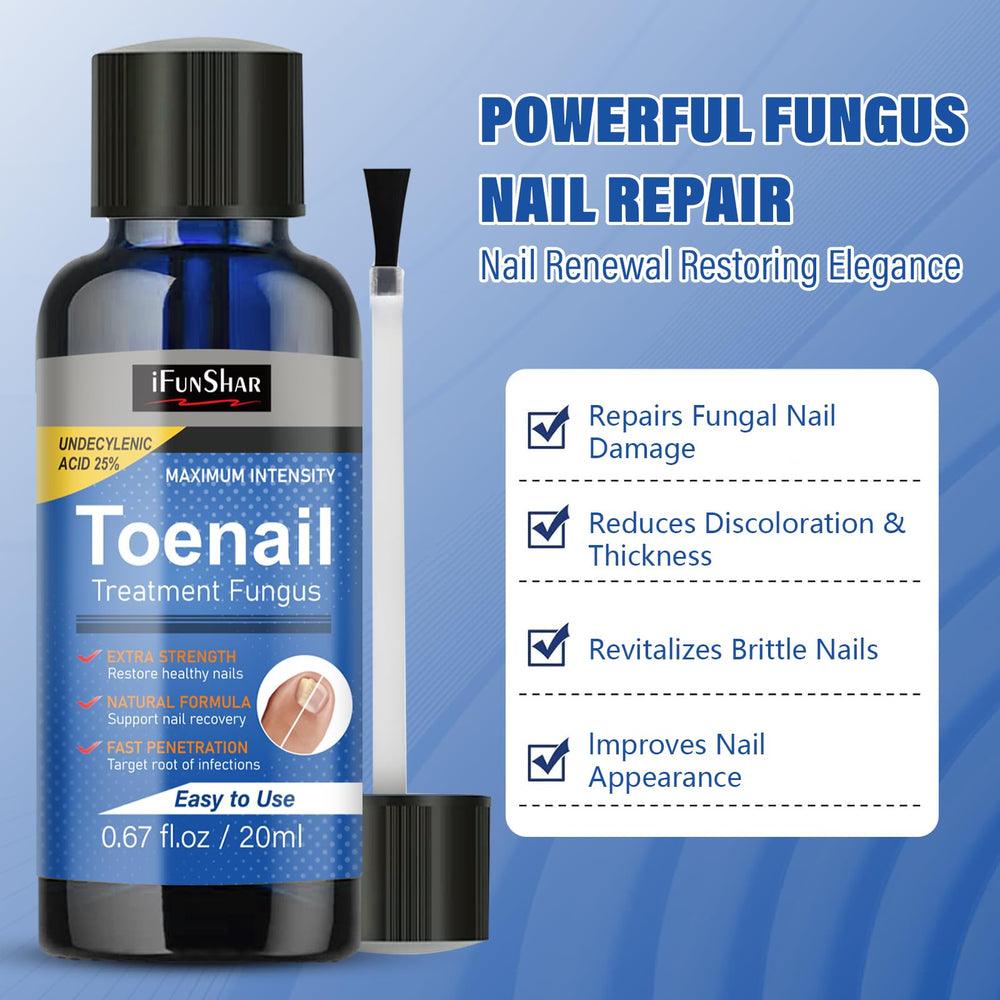 IFUNSHAR application on thick, discolored nail for potential improvement.