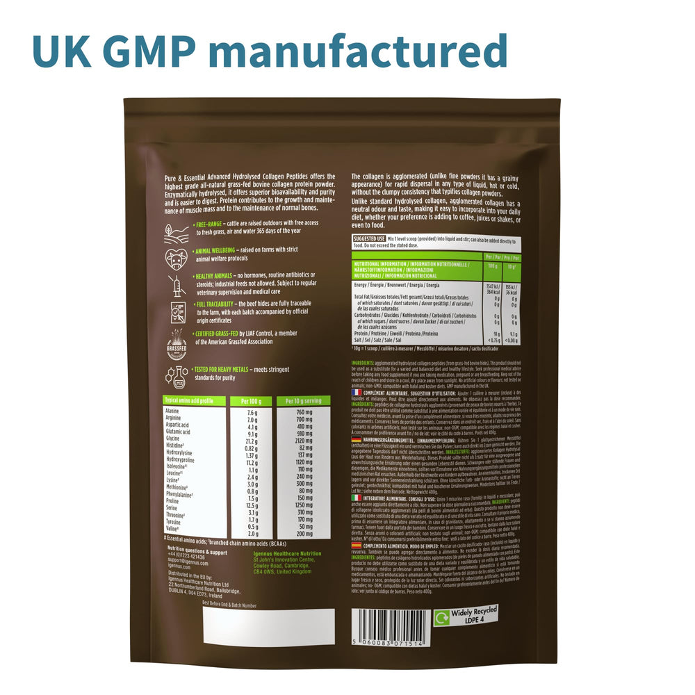 Igennus pure clean-label packaging communicates non-GMO and hypoallergenic claims.