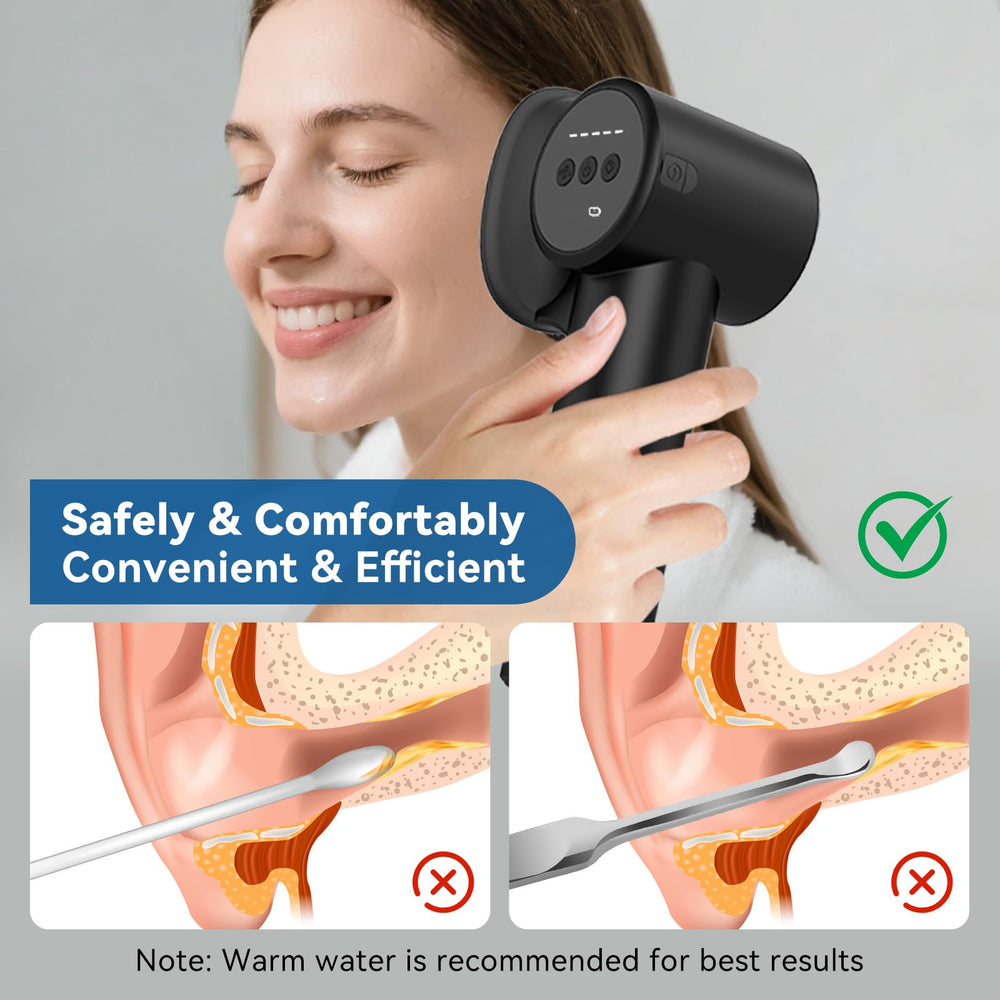 Ikowo ear cleaner highlighted for IPX7 waterproof design for safe use near moisture.