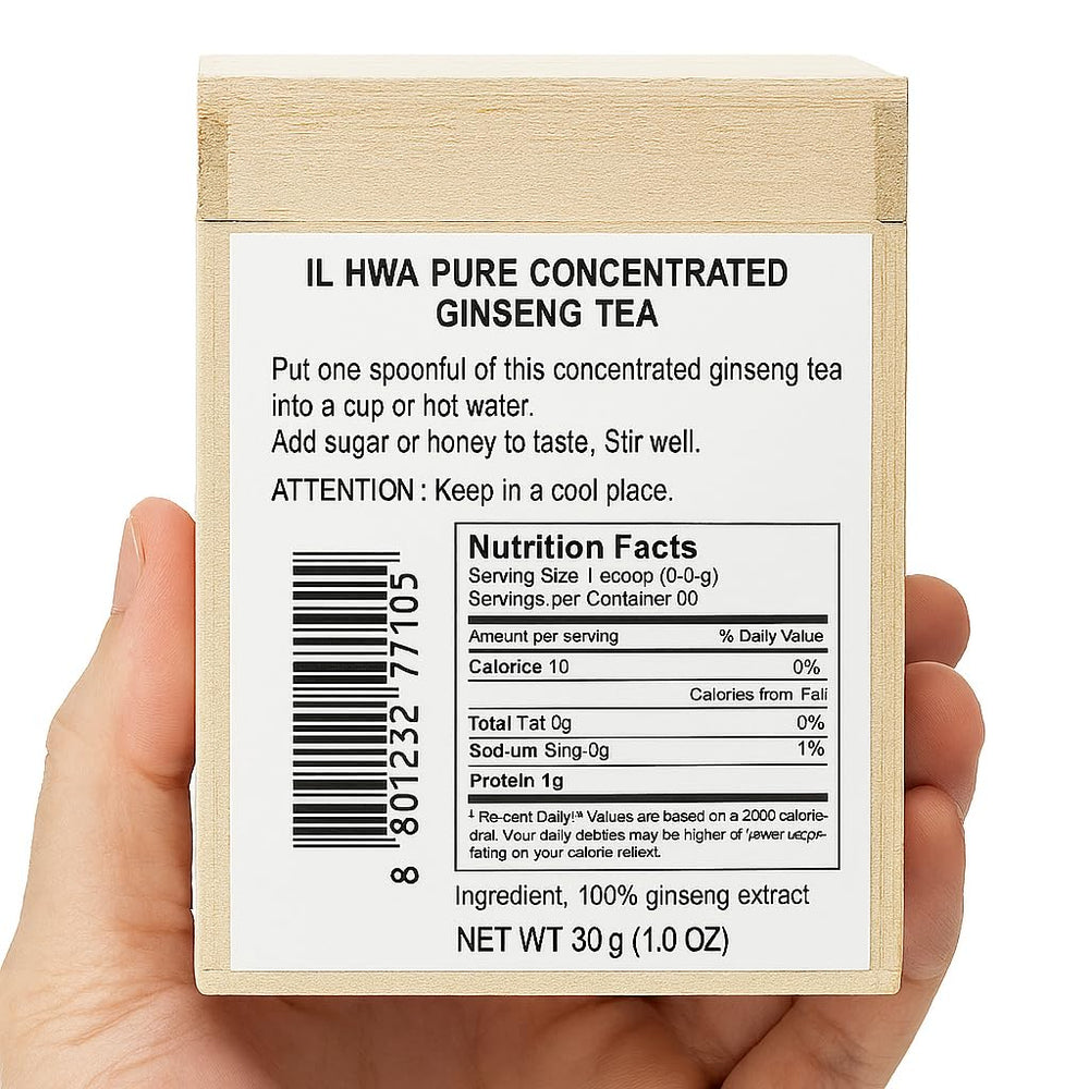 Ilhwa ginseng root and packaging showcase traditional root extract.