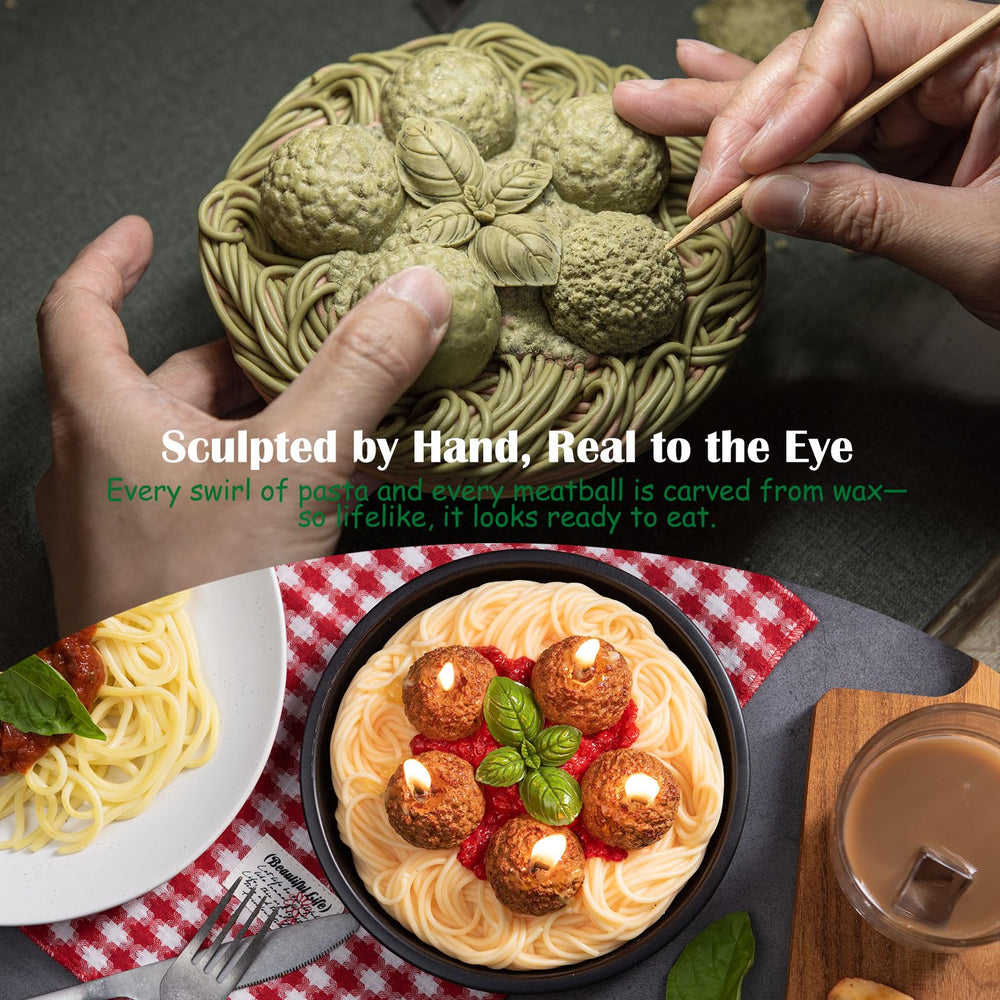 ilikepar meatball spaghetti candle size overview reveals gift-appropriate dimensions.