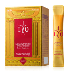 ILO Kamut Enzyme Complex bottle label, ideal for a daily post-meal ritual.