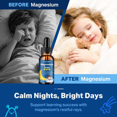 CNCHEF 2PCS Magnesium Drops for Kids – Strawberry Flavor, Glycinate + Multivitamins