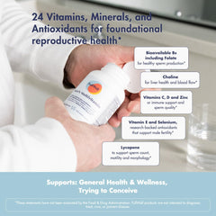 FullWell Fertility Multivitamin for Men | Daily Vitamin for Conception Support | Sperm Motility & Strength | Dietitian-Formulated | Choline, Grapeseed Oil, Folate | 3rd Party Tested, 30 Servings
