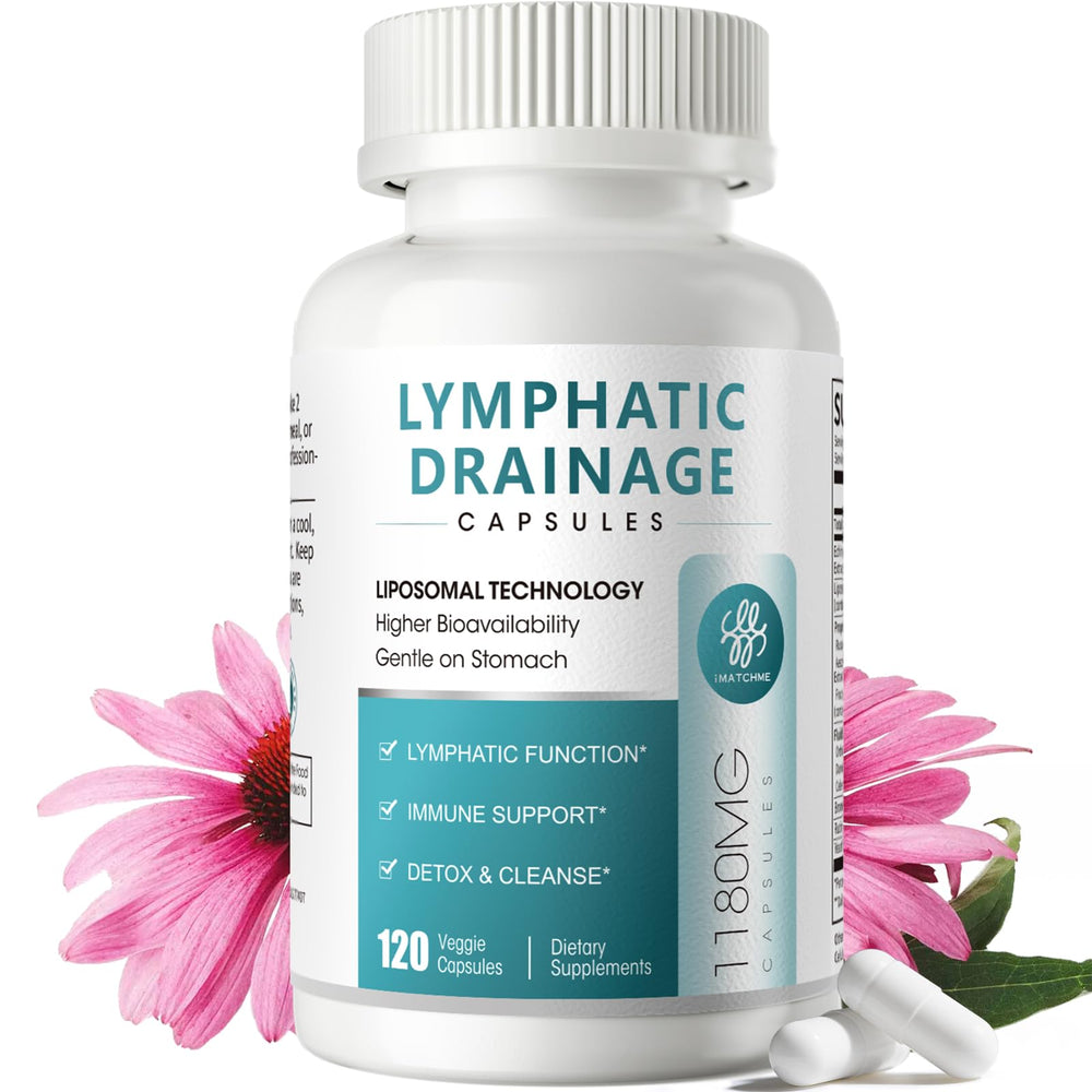 iMATCHME Lymphatic Drainage Supplements bottle for daily fluid balance and gentle detox.