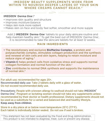 Imedeen Derma One packaging display showing Marine Complex and antioxidants.