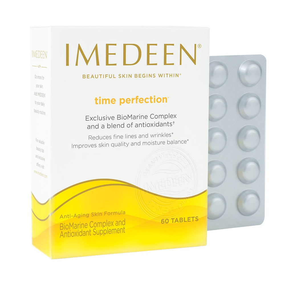 Imedeen Time Perfection capsules shown for easy daily use and skincare support