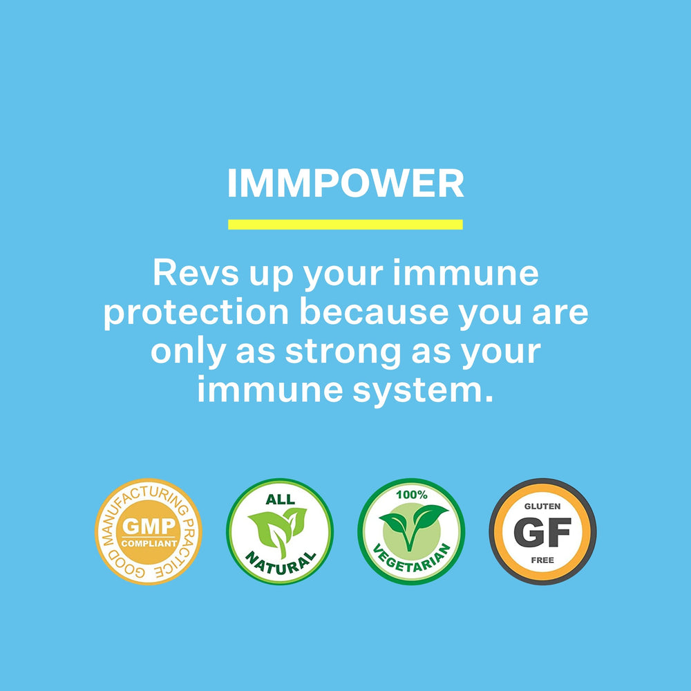 ImmPower capsules-count indicates 30 vegetarian capsules per bottle.