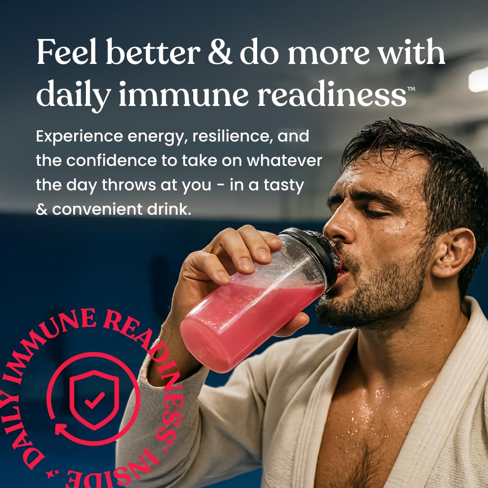 Immune Ready electrolytes packets dissolve in water for quick, tasty hydration.