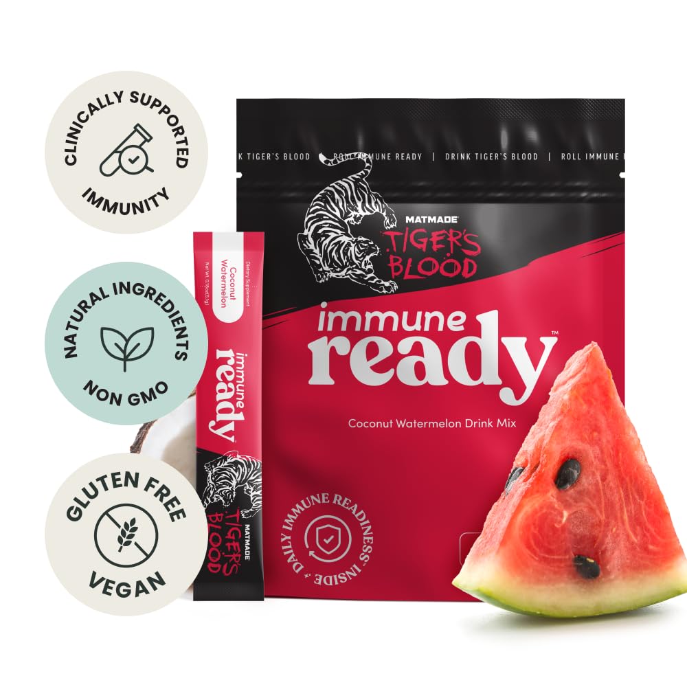 Immune Ready electrolytes packets packaging closeup highlights travel-friendly single-serve design.