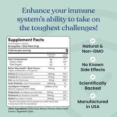 Peach Mango flavor rising steam from a prepared Immune Ready drink.