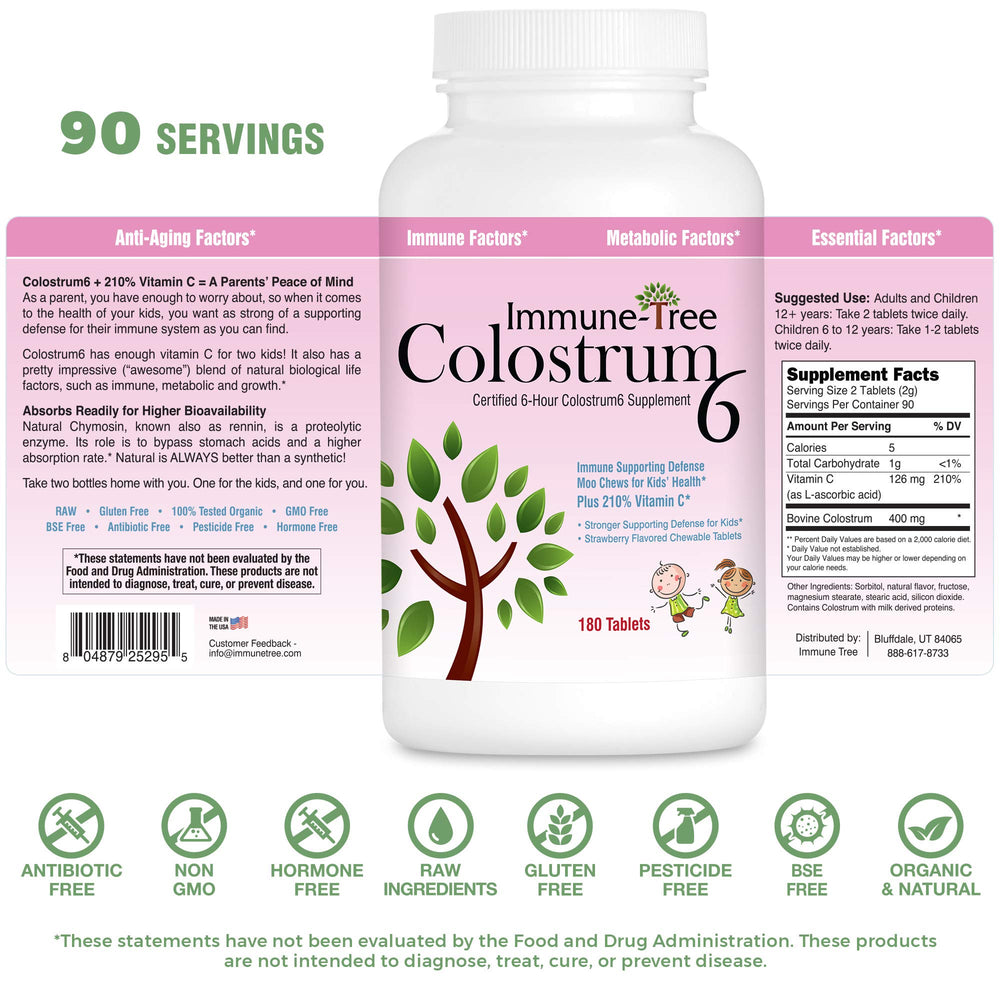 Immune-Tree Moo Chews for Kids bottle packaging enables easy daily dosing.