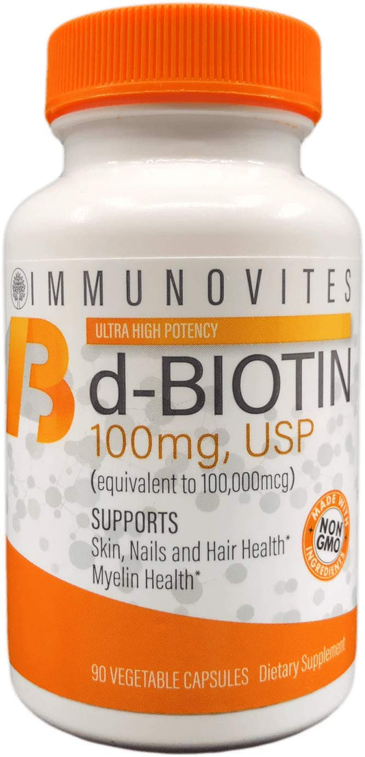 IMMUNOVITES High Dose Biotin bottle front showing branding and packaging for daily wellness