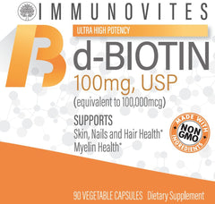 IMMUNOVITES High Dose Biotin packaging in a daily-use setup
