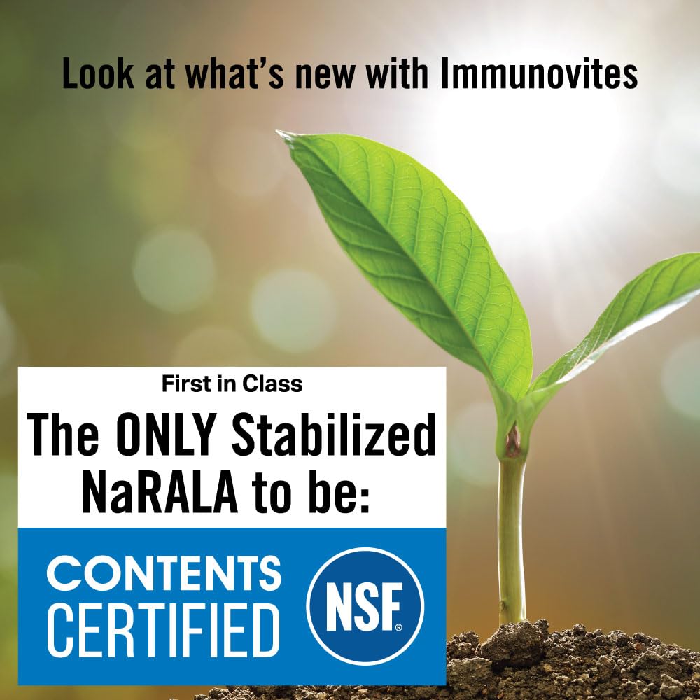 IMMUNOVITES label details emphasize Na-stabilized R-ALA purity.